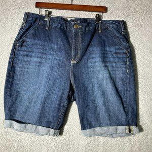 LANE BRYANT Bermuda Jean Shorts Womens Size 22 Denim Cuffed Dark Rinse Blue